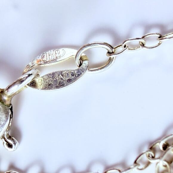 Duet Aquamarine Pendant 925 Silver 10K Gold Diamond Accents 18" Necklace VTG - Picture 6 of 8